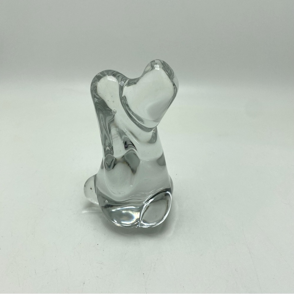 MCM Art Glass Clear Hound Dog Paperweight
